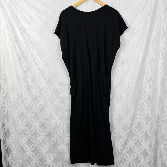 Athleta Black Rouched Midi Dress - Picture 4 of 6